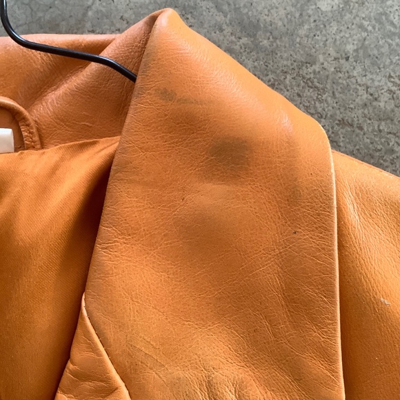 Vintage Eau De Cuir Unique Orange Leathe Jacket - Picture 4 of 12